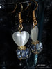 Glass clear heart earrings, earrings