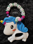 Teether with name Gripping ring unicorn wood
