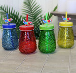 Party glass with drinking straw different colors