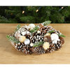 Decorative wreath with cones 25 25 8 cm snowy