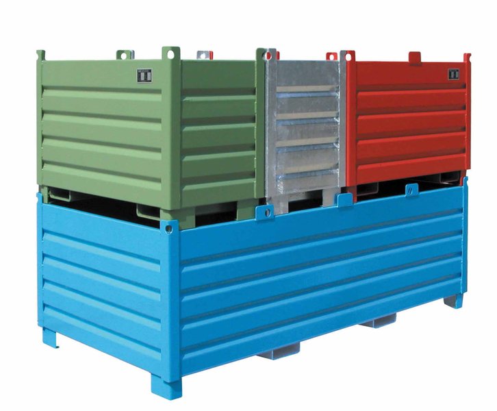 Sammelbehälter Flachglascontainer Typ SBS 1000, 1,00m³, 1200x1200x850mm, Traglast 1000kg, Rot