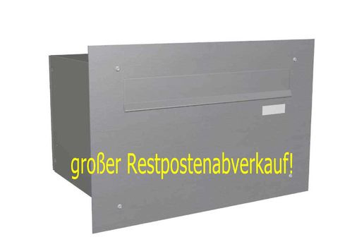 MDH501: Mauerdurchwurf Briefkasten, 1-teilig, Fixtiefe 270 mm, Frontplatte Edelstahl / Kasten grau