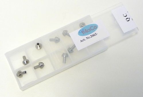 Box of 10 Sapphire Orifices with plastic retainer 0.004" (0,10 mm); long stem