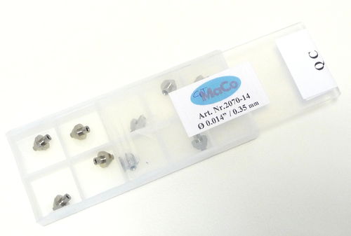 Box of 10 Sapphire Orifices Autoline 0.014_ (0,35mm) - displaced jewel