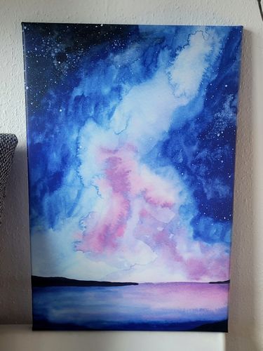 Nachthimmel in Aquarell, Kunstdruck auf Leinwand 60x40 cm
