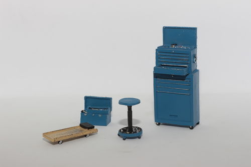 1:18 4-tlg Werkstatt Shop Tool Set | blau | Motorhead #190 | Diorama Werkzeug
