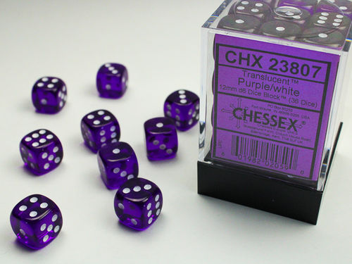 Translucent Purple/white (Würfelset 36 x W6)