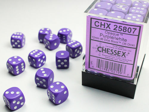 Opaque Purple/white (Würfelset 36 x W6)