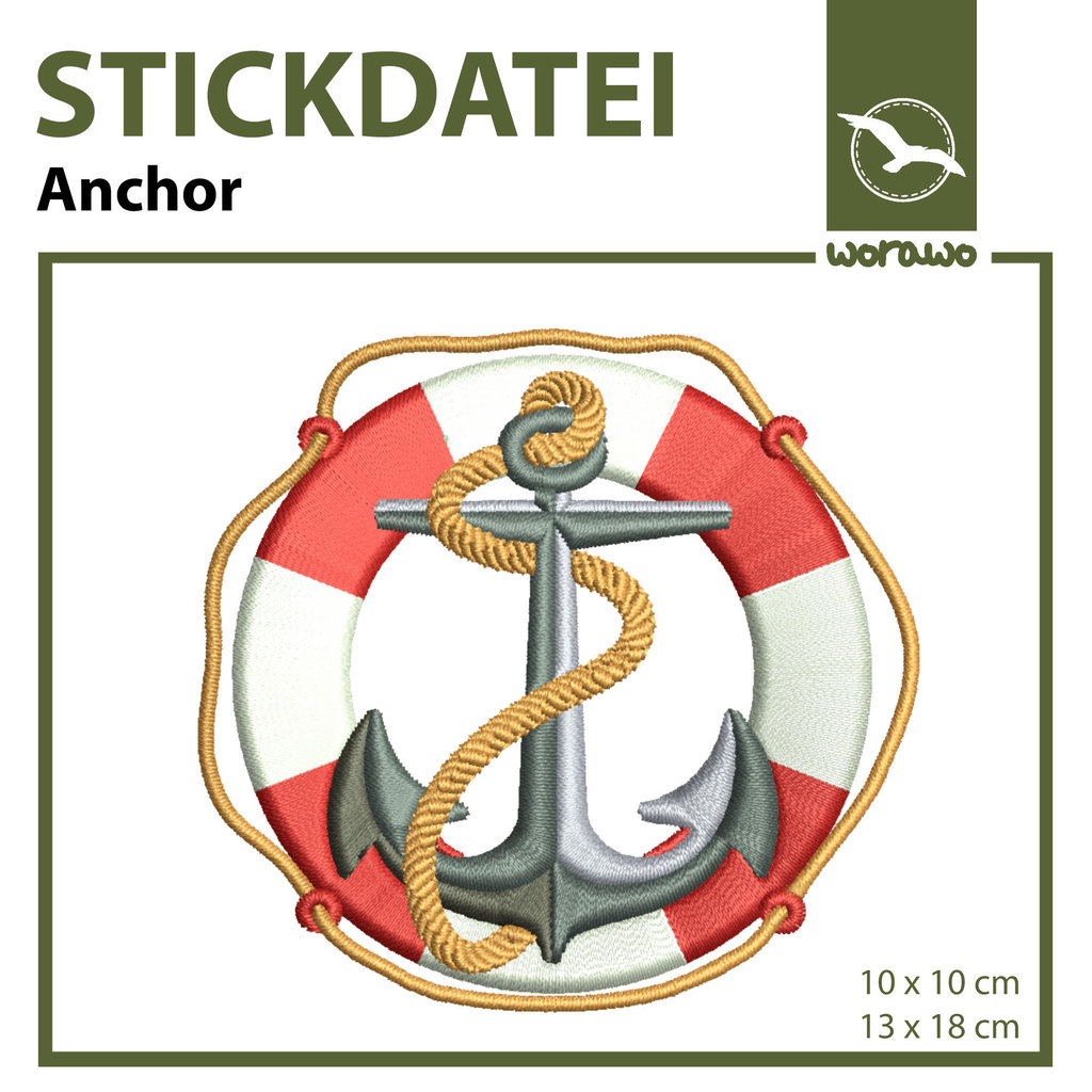 Stickdatei Anchor (10 x 10 cm & 13 x 18 cm)