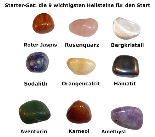 Heilsteine-Set für Starter - 9 der wichtigsten Steine