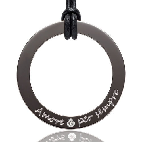 GILARDY AMORE PER SEMPRE pendant dark grey circle diamond I engraving  "Amore per sempre"