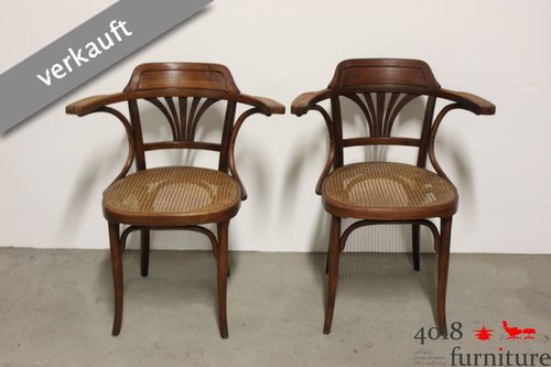 2 x Kohn Austria Bugholzstühle Chair Holz Geflecht