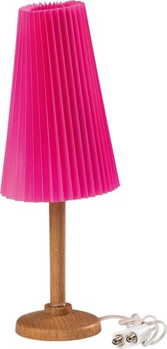 Stehlampe Holzfuss Plisseschirm rosa