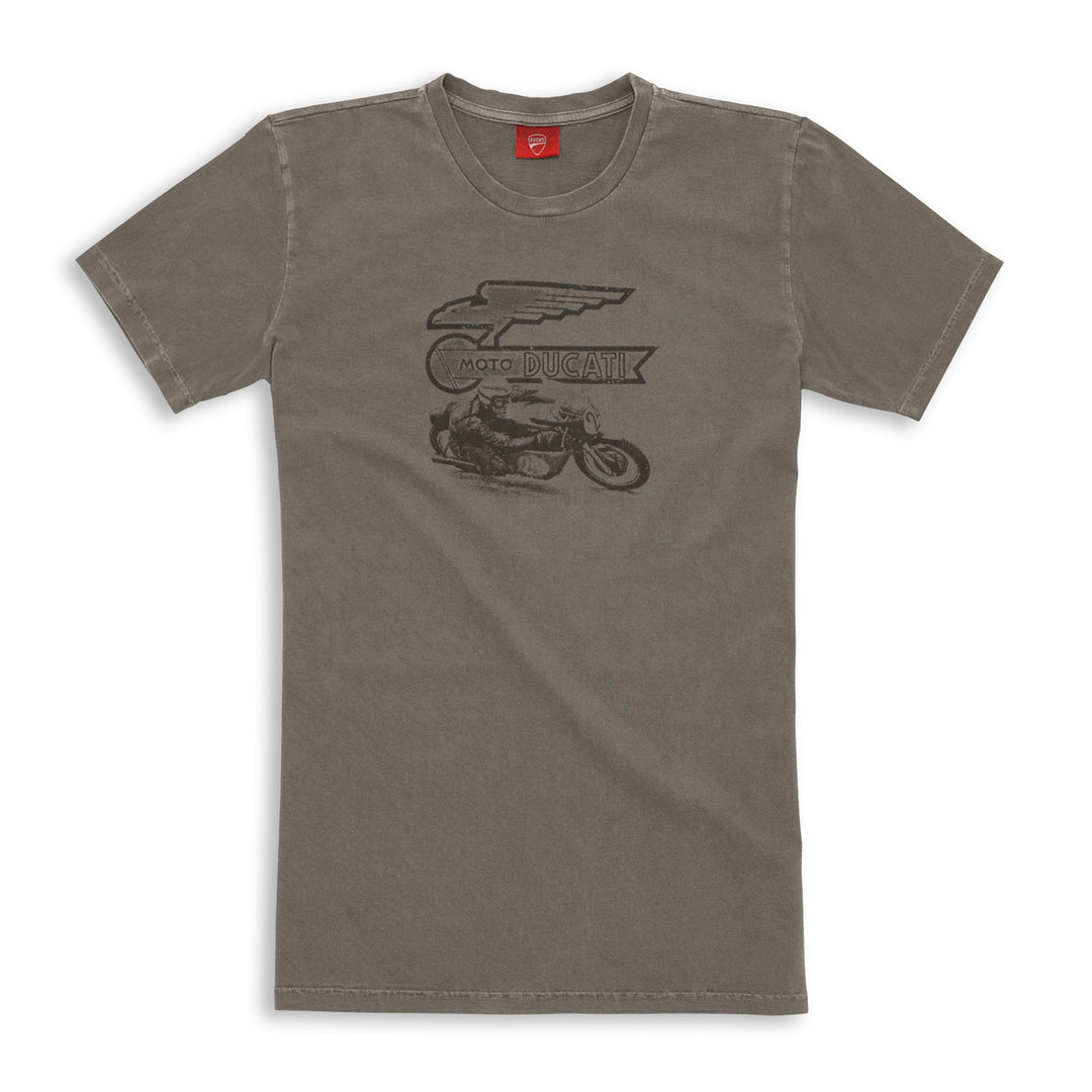 Men Crewneck Short Sleeve T-Shirt Ducati-Motorcycle-Logo Casual Tee Hemline Pattern Print Tops 