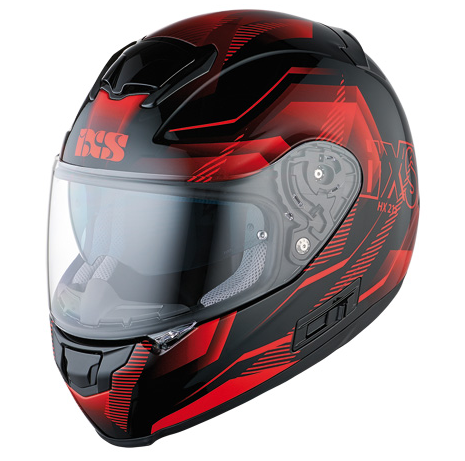 IXS HX 215 Triangle Black Red Silver Motorcycle Helmet Motorbike Full Face J&S