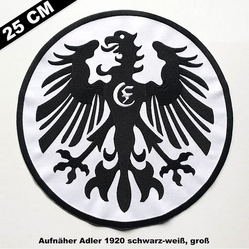 Aufnäher "Adler 1920" schwarz-weiss, 25 cm (gross)