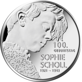 20 Euro Silber Deutschland 2021 100. Geburtstages von Sophie Scholl