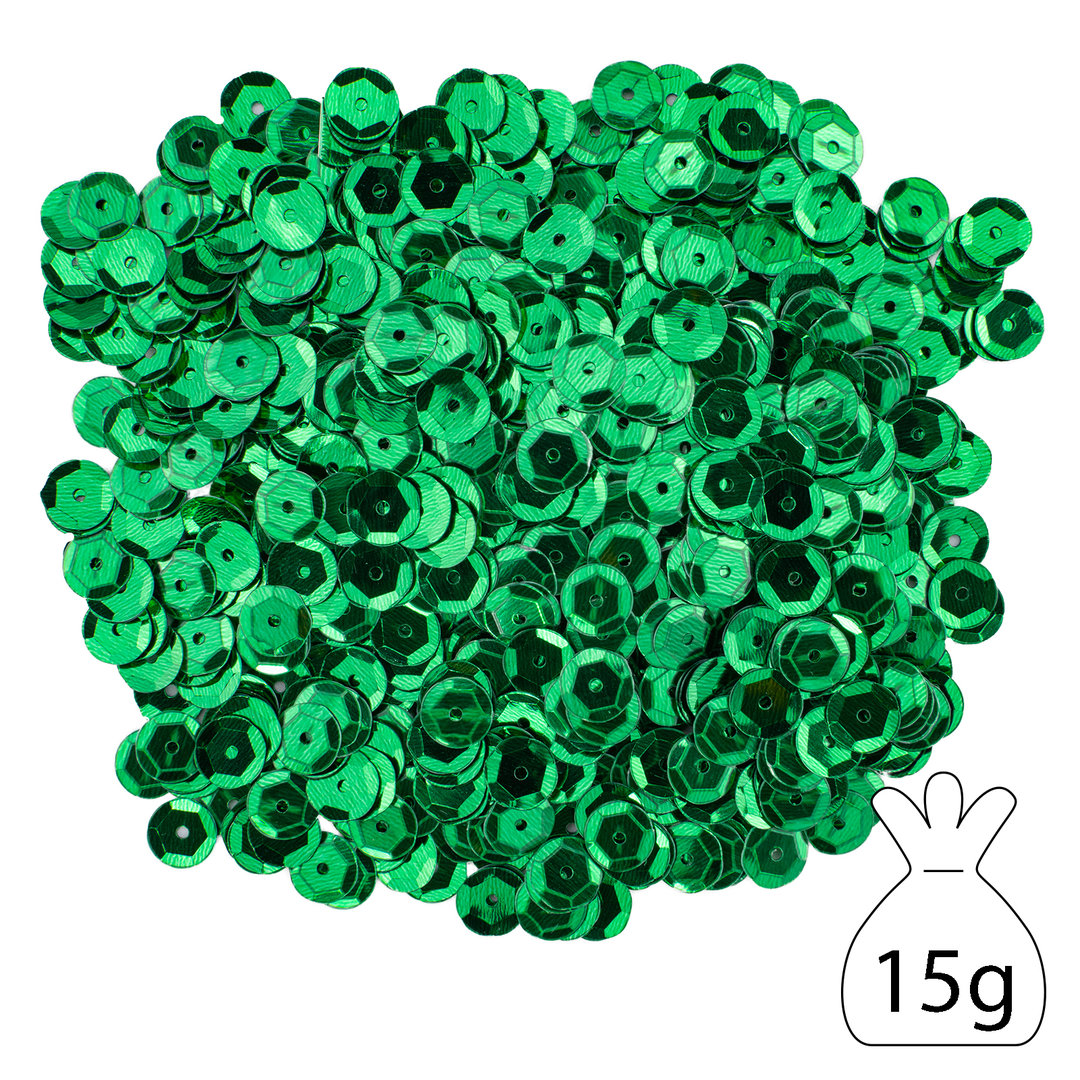 Pailletten grün, 8 mm; Beutel mit 15 gramm