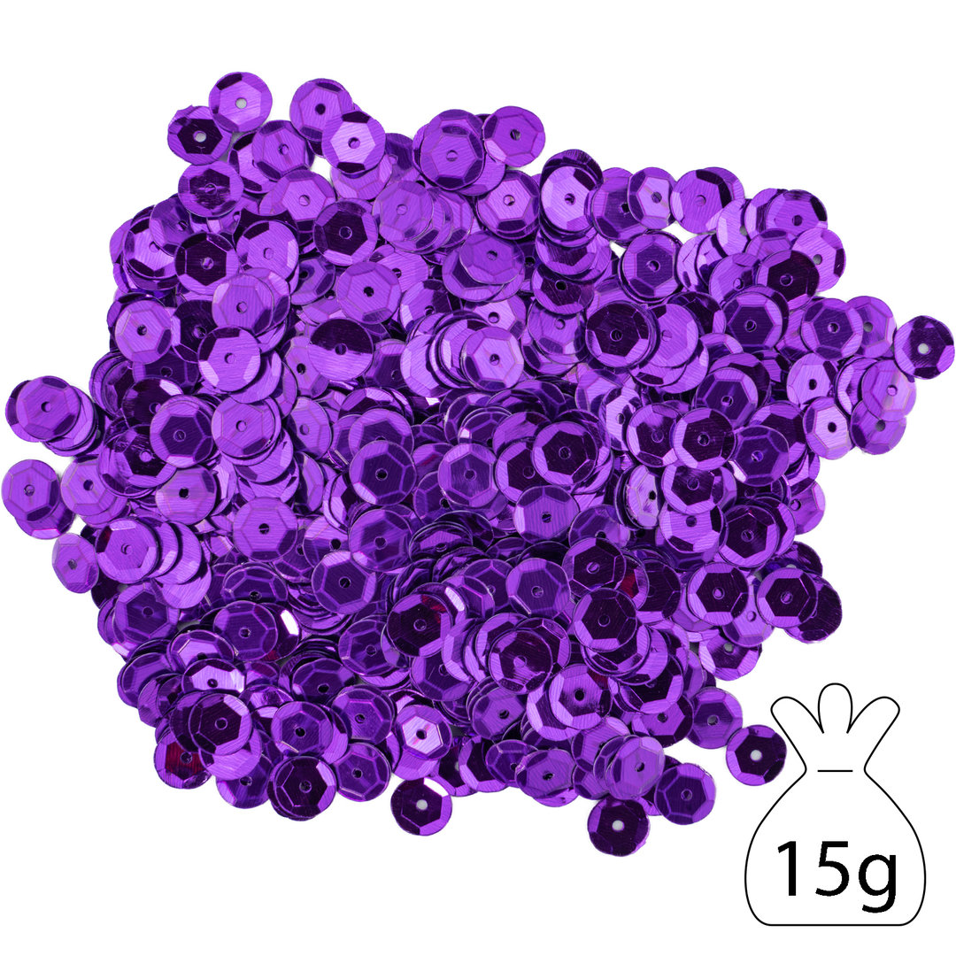Pailletten lila, 8 mm; Beutel mit 15 gramm