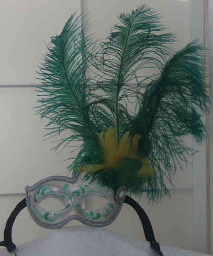 Masque vénitien colombine cygne (onde) à plumes