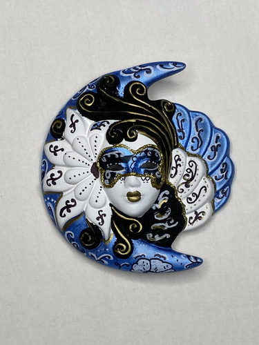 Masque vénitien décoratif Lune et Soleil (S, bleu)