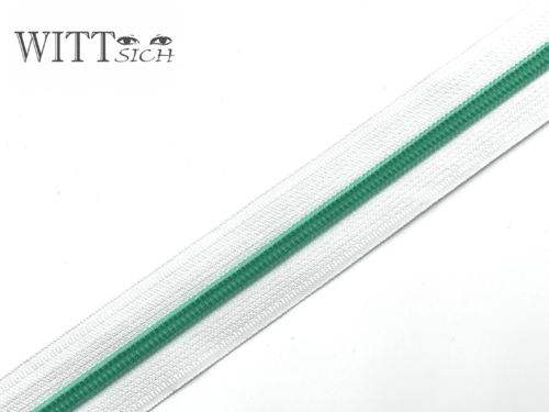 1 m Reißverschluss weiß-grün breit inkl. 3 Schieber