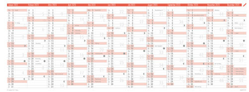 Leporello-Jahresübersicht, Messen + Ferien 2023 im lite Format