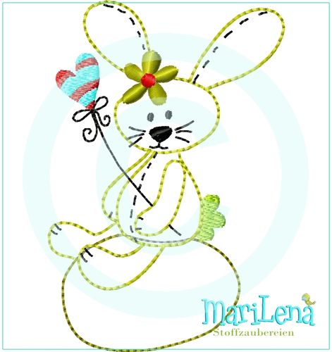 ♥ Easter Bunny Balloon ♥ Appliqué 5x7"