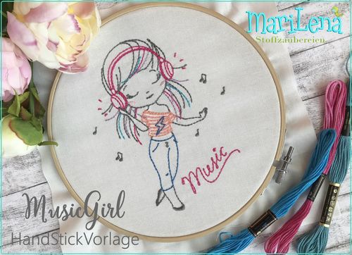 Hand embroidery pattern MusicGirl