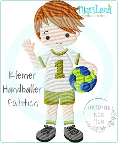 Little Handball player redwork, filled or appliqué design