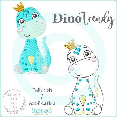 Dino Trendy Füllstich / Applikation / Redwork