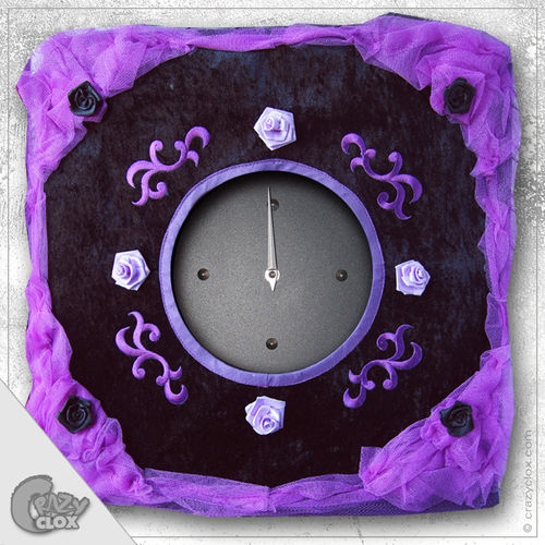 Wall clock "Crazy Clock-Dark Roses 2"