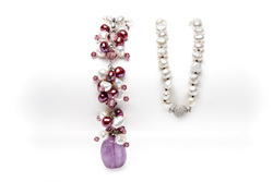 Süßwasser Perlenkette mit lila Perlenquaste "Candy Pearl violet"