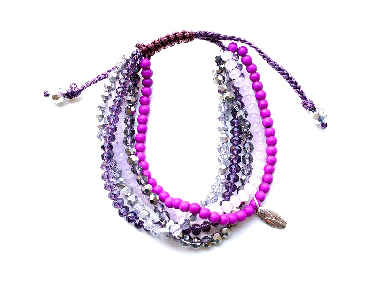 Armband "5 Strings Crystal violet" mit Achat lila