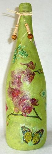 Leuchtflasche ORCHIDEE - grün - 31cm