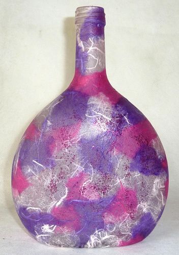 Leuchtflasche MOSAIK - lila pink rosa - 21cm