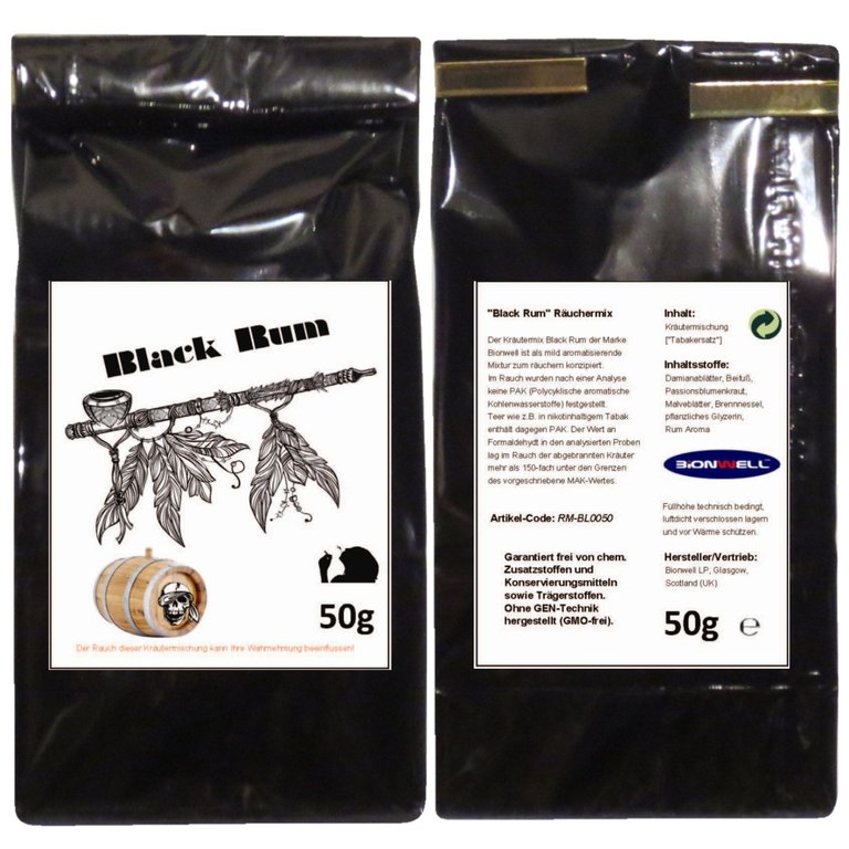 50 g Black Rum Räucherwerk Holy Smoke [Tabakersatz] kein Teer oder Nikotin