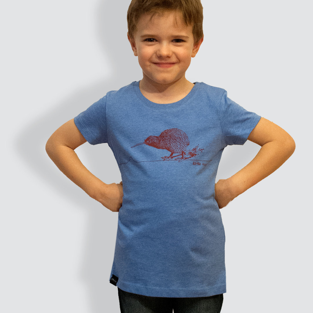 Kinder T-Shirt, "Kiwi", Mid Heather Blue