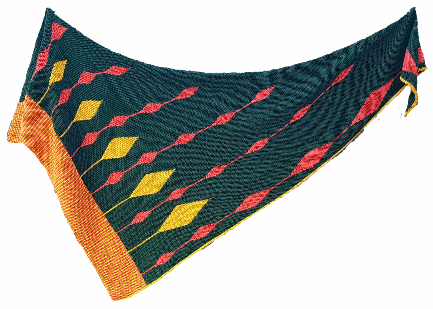 CANDLEFLAMES - Anleitung für ein dreifarbiges Tuch mit verkürzten Reihen