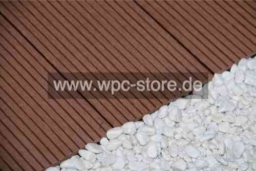 WPC Terrassendielen Komplettset Dunkelbraun schmal geriffelt (220x15x2,5cm)
