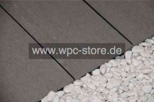 WPC Terrassendielen Komplettset Steingrau glatt (400x15x2,5cm)