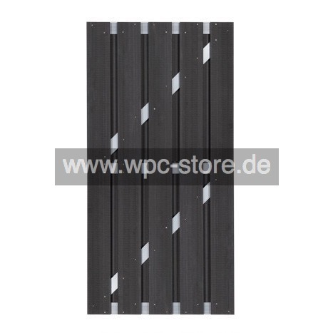 WPC Tür Anthrazit mit Aluminium-Querprofilen (90x180cm)