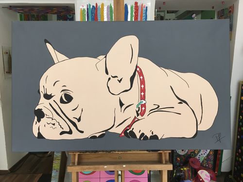 100x60cm Leinwand Bild French Bulldog Unikat