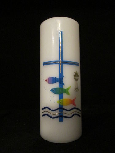 Tischkerze - Kleine Regenbogenfische Kreuz
