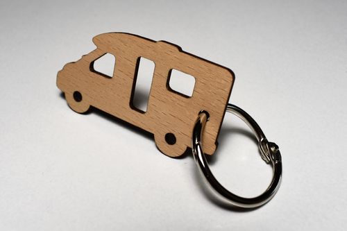 Schlüsselanhänger Holz Wohnmobil teilintegriert