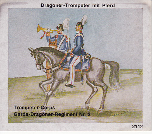 Dragoner-Trompeter mit Pferd