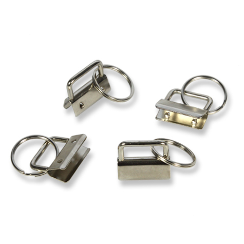 50x Schlüsselband Rohling Schlüsselanhänger Klemmschließe 25mm Gurtband silber 