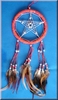Dreamcatcher with pentagram and glass beads, red