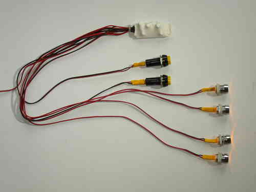 LED Blinker/Warnblinker für Kinder Autos (Rutscher/Elektro/Tret) Komplettset 4x GELB 100cm Kabel