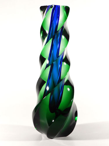 Exbor Czech Studioglas Vase ° Spiralvase ° Design Pavel Hlava